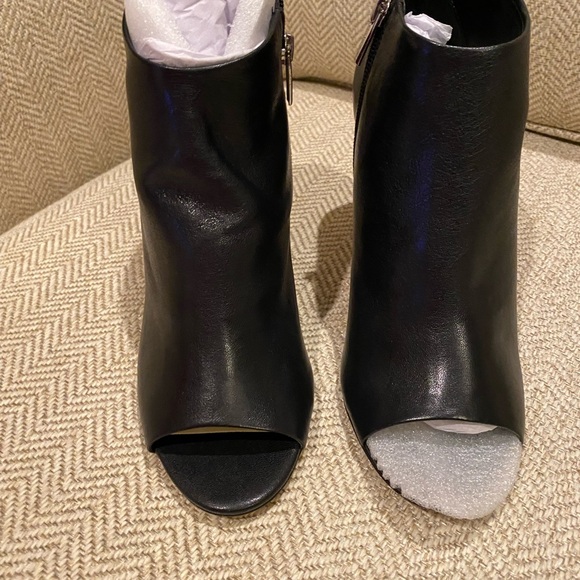 Vince Camuto Elegant Black Peep-Toe Ankle Boots - Picture 2 of 6